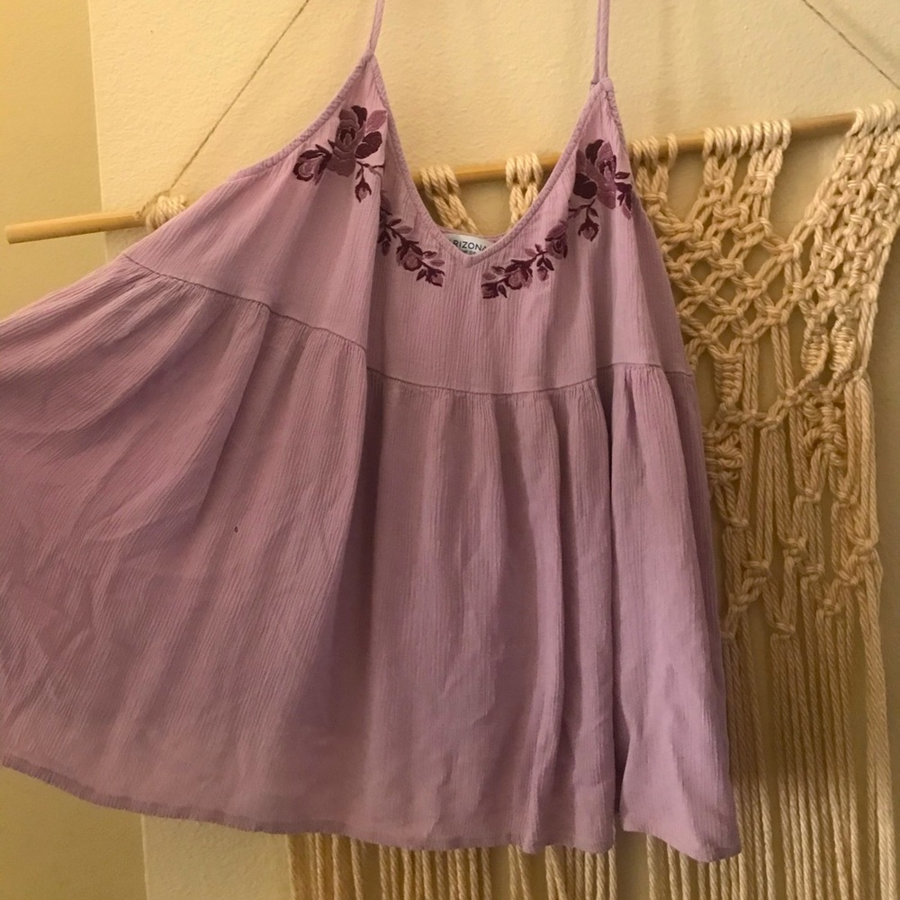 purple flowy tank
